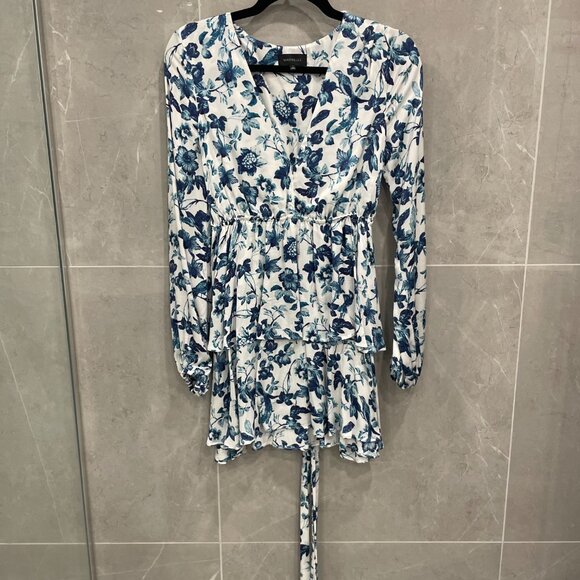 Majorelle- white and blue floral tie dress. Size Small. - Picture 3 of 4